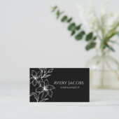 黒ユニークモダン白ボホフローラ 名刺 (スタンド正面)