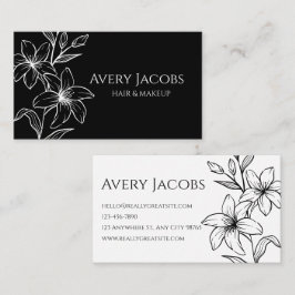 黒ユニークモダン白ボホフローラ 名刺