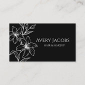 黒ユニークモダン白ボホフローラ 名刺 (正面)