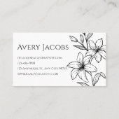 黒ユニークモダン白ボホフローラ 名刺 (裏面)