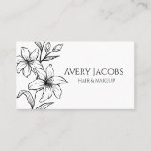 黒ユニークモダン白ボホフローラ 名刺 (正面)