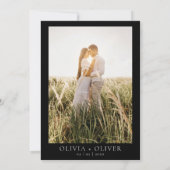 黒ユニークワックスシールモノグラム結婚写真 招待状 (裏面)