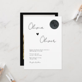 黒ユニークワックスシールモノグラム結婚写真 招待状