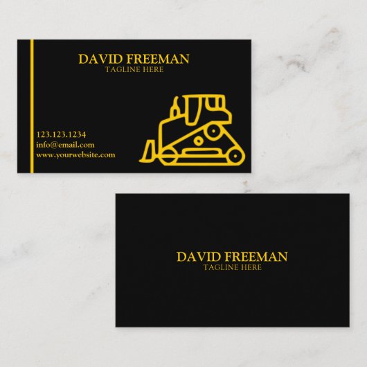 黒ユニーク建築機器ブルドーザー 名刺 (正面/裏面)