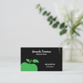 黒ユニーク板リンゴ代用先生 名刺 (スタンド正面)