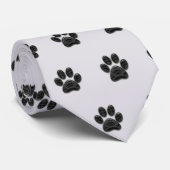 黒ユニーク犬の前足プリント動物のパターン ネクタイ (ロール)