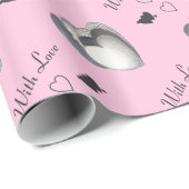 黒ユニーク白の愛ハート ラッピングペーパー (ロールコーナー)