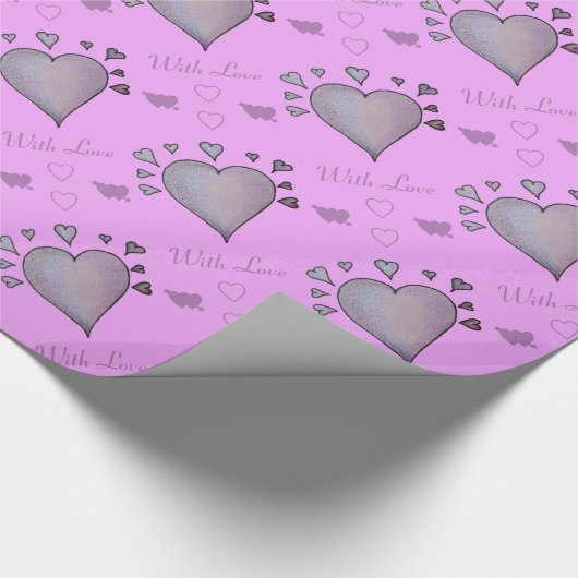 黒ユニーク白の愛ハート ラッピングペーパー (角)