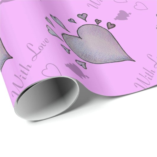 黒ユニーク白の愛ハート ラッピングペーパー (ロールコーナー)