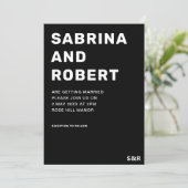 黒ユニーク白はっきりしたタイポグラフィ結婚 招待状 (スタンド正面)