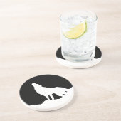 黒ユニーク白アートウルフポップ・アートのシルエット コースター (側面)