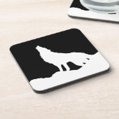 黒ユニーク白アートウルフポップ・アートのシルエット コースター (左側)