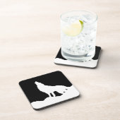 黒ユニーク白アートウルフポップ・アートのシルエット コースター (右側)