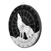 黒ユニーク白アートウルフポップ・アートのシルエット ダーツボード (正面右)