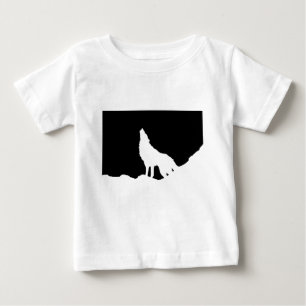 黒ユニーク白アートウルフポップ・アートのシルエット ベビーTシャツ