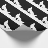 黒ユニーク白アートウルフポップ・アートのシルエット ラッピングペーパー (角)