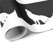 黒ユニーク白アートウルフポップ・アートのシルエット ラッピングペーパー (ロールコーナー)