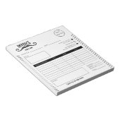 黒ユニーク白ロゴ理容師ショップ請求書 ノートパッド (アングル)