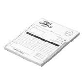 黒ユニーク白ロゴ理容師ショップ請求書 ノートパッド (回転)