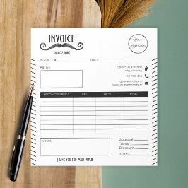 黒ユニーク白ロゴ理容師ショップ請求書 ノートパッド