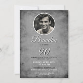黒ユニーク白ヴィンテージ写真90誕生日 招待状 (正面)