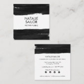 黒ユニーク筆のミニマル公証 スクエア名刺 (正面/裏面)