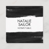 黒ユニーク筆のミニマル公証 スクエア名刺 (正面)