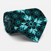 黒ユニーク色花アクアティール（緑がかった色）葉品 ネクタイ (ロール)