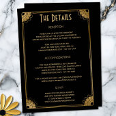 黒ユニーク金ゴールドアールデコ結婚フローラの詳細 エンクロージャーカード