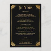 黒ユニーク金ゴールドアールデコ結婚フローラの詳細 エンクロージャーカード (正面)