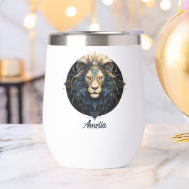 黒ユニーク金ゴールドコズミックライオンスターサインシンボルレオ