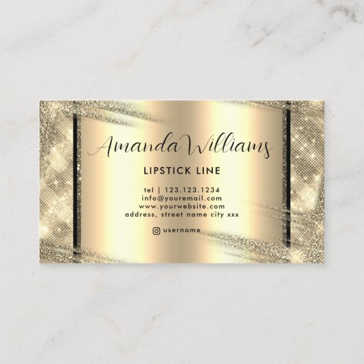 黒ユニーク金ゴールド化粧用メイクエレガントアップ 名刺 (裏面)