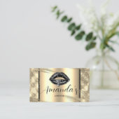 黒ユニーク金ゴールド化粧用メイクエレガントアップ 名刺 (スタンド正面)