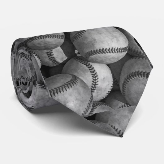 黒ユニーク魅力的・白の野球のネックタイ ネクタイ (ロール)