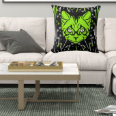 黒ライム白黒可愛モダンい猫カラフル クッション