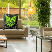 黒ライム白黒可愛モダンい猫カラフル クッション