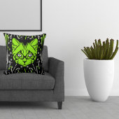 黒ライム白黒可愛モダンい猫カラフル クッション