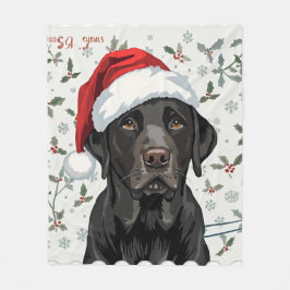 黒ラブのクリスマスブランケット フリースブランケット