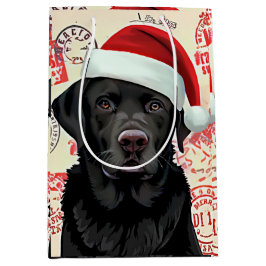 黒ラブのクリスマス ミディアムペーパーバッグ