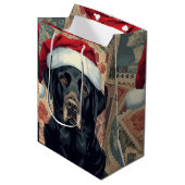 黒ラブのクリスマス ミディアムペーパーバッグ (正面アングル)