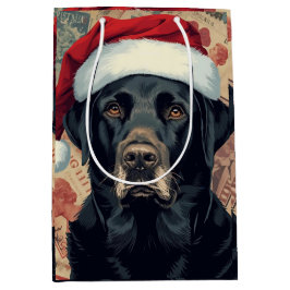黒ラブのクリスマス ミディアムペーパーバッグ