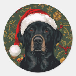 黒ラブのクリスマス ラウンドシール
