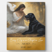 黒ラブエンジェルの喪失に対する追悼イラスト フォトプラーク (正面)