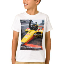 黒ラブパピー レーシングカーTシャツ 子供用 | 