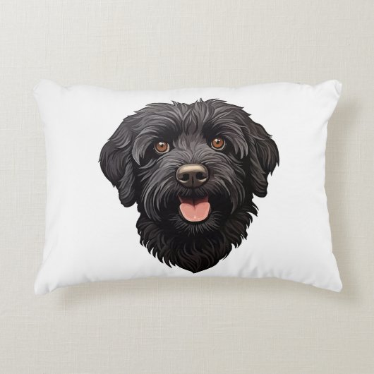 黒ラブラドゥードル犬 アクセントクッション (正面)