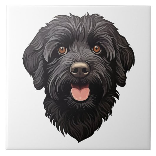 黒ラブラドゥードル犬 タイル (正面)