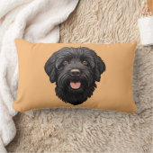 黒ラブラドゥードル犬 ランバークッション (ブランケット)