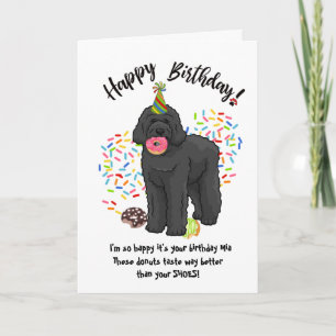 黒ラブラドーおもしろいル誕生日カードドーナツ 招待状