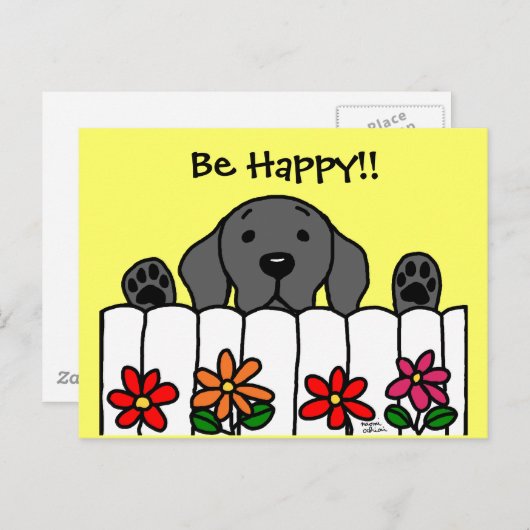 黒ラブラドールがあなたを見ている ポストカード (正面/裏面)