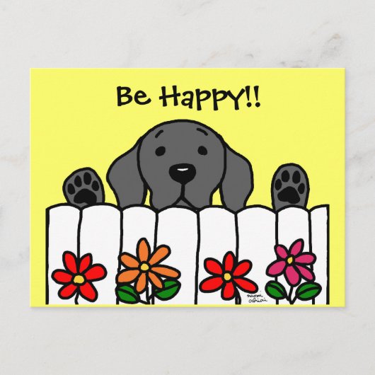 黒ラブラドールがあなたを見ている ポストカード (正面)